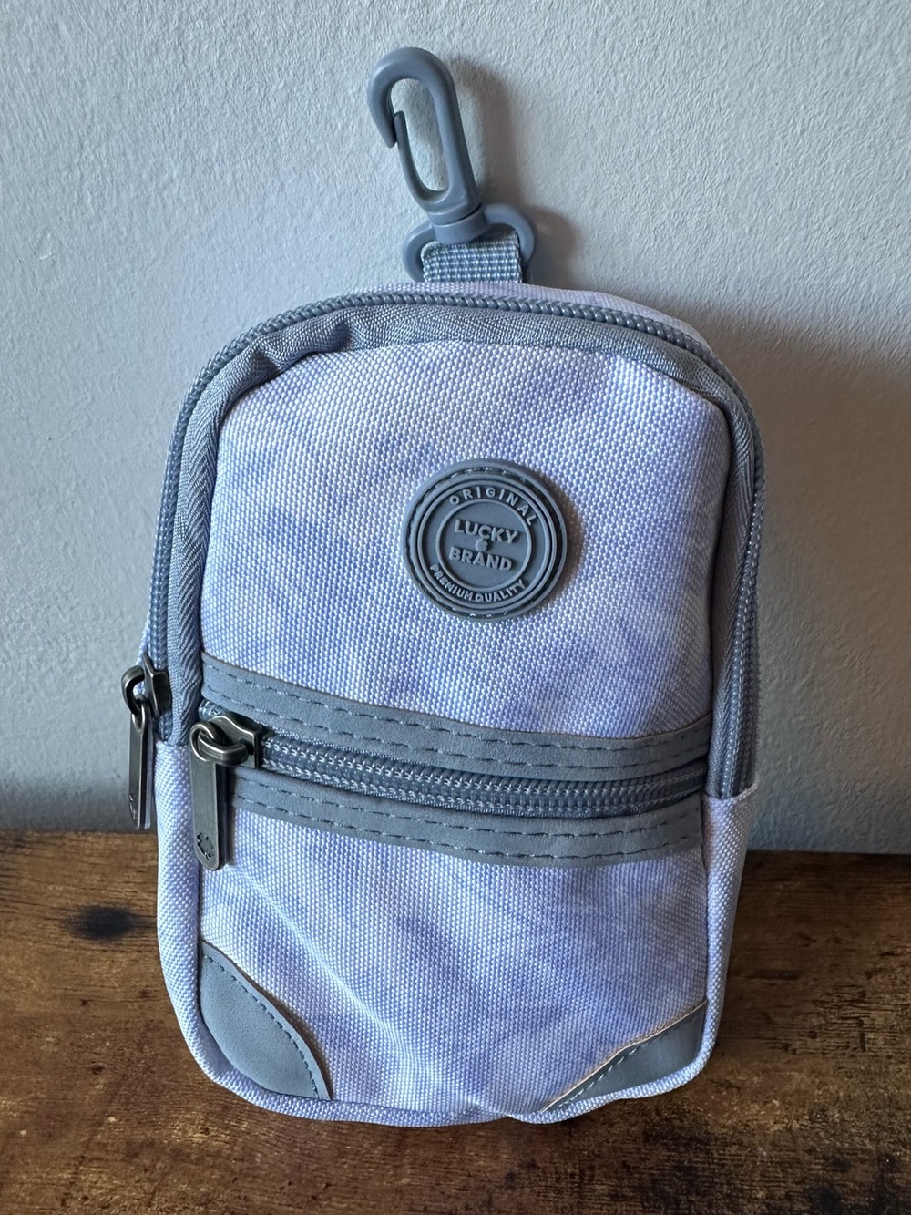Lucky Brand Light Lavender Clip-On Bag Charm Keychain Utility Pouch 2 Pocket